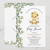 Modern Green Foliag Baby Lion Baby shower Kaart (Voorkant / Achterkant)