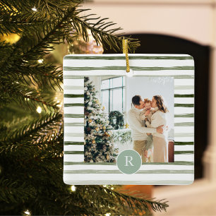 Modern Green Foto van de familie INITIAAL Keramisch Ornament