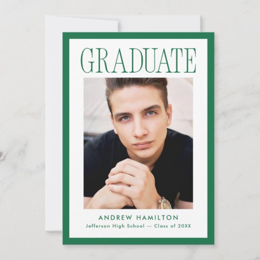 Modern Green Frame 2 Photo Graduation Aankondiging (Voorkant)