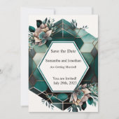 Modern Green Geometric Design Save the Date Card Kaart (Voorkant)