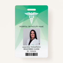 Modern Green Geometric Registered Neurse Foto ID Badge