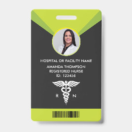 Modern Green Geometric Registered Neurse Foto ID Badge