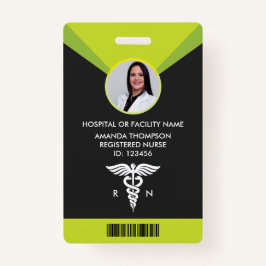 Modern Green Geometric Registered Neurse Foto ID Badge