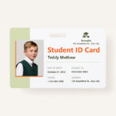 Modern Green Geometric Student ID Kaart Badge (Voorkant)