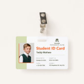 Modern Green Geometric Student ID Kaart Badge (Voorkant met clip)