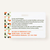 Modern Green Geometric Student ID Kaart Badge (Achterkant)