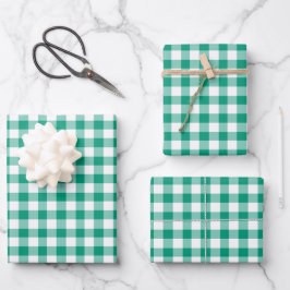Modern Green Gingham controleert patroon Inpakpapier Vel