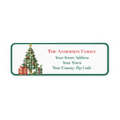 Modern Green Gingham Kerstboom Ornamenten Naam Etiket (Voorkant)