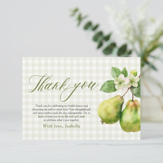 Modern Green Gingham Perfect Pair Bridal Shower Bedankkaart (Staand voorkant)