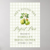 Modern Green Gingham Perfect Pair Bridal Shower Poster (Voorkant)