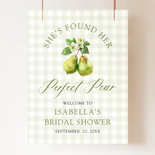 Modern Green Gingham Perfect Pair Bridal Shower Poster