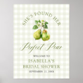 Modern Green Gingham Perfect Pair Bridal Shower Poster (Voorkant)