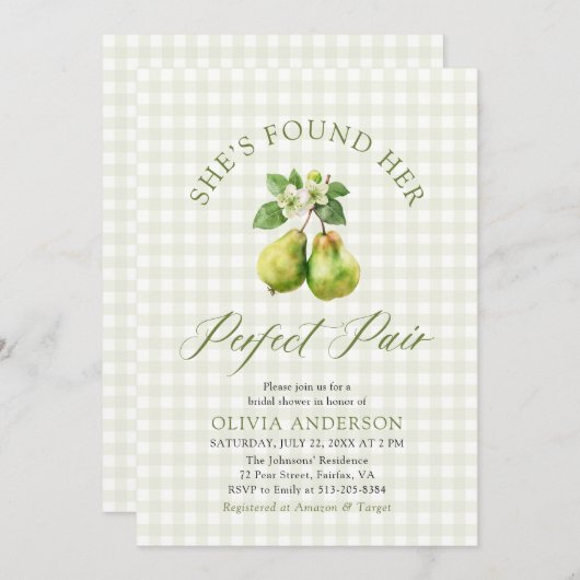 Modern Green Gingham Perfect Pair Vrijgezellenfees Kaart (Voorkant / Achterkant)
