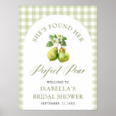 Modern Green Gingham Perfect Pear Bridal Shower Poster (Voorkant)