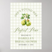Modern Green Gingham Perfect Pear Bridal Shower Poster (Voorkant)