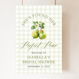 Modern Green Gingham Perfect Pear Bridal Shower Poster