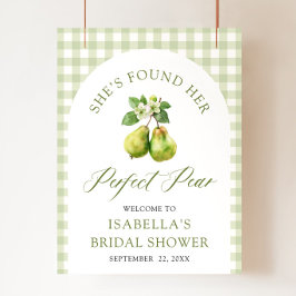 Modern Green Gingham Perfect Pear Bridal Shower Poster