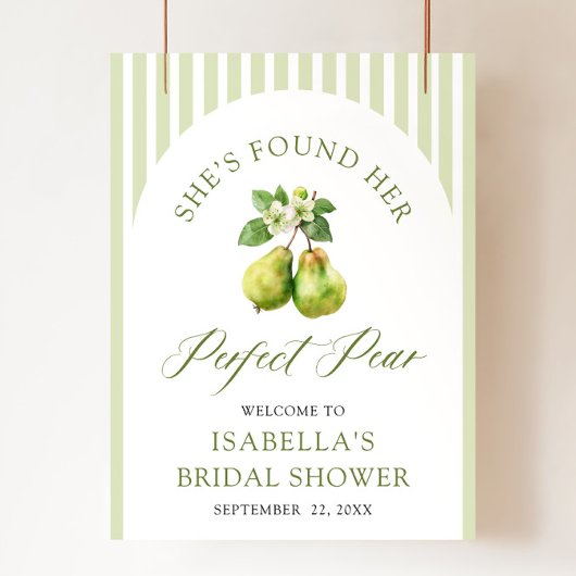 Modern Green Gingham Perfect Pear Bridal Shower Poster