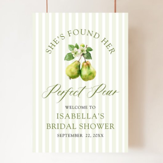 Modern Green Gingham Perfect Pear Bridal Shower Poster