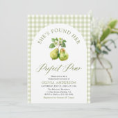 Modern Green Gingham Perfect Pear Vrijgezellenfees Kaart (Staand voorkant)