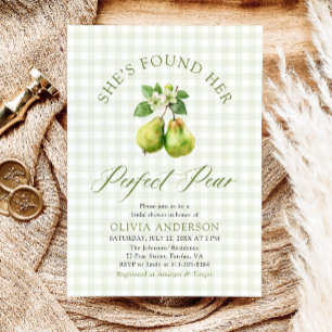 Modern Green Gingham Perfect Pear Vrijgezellenfees Kaart