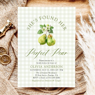 Modern Green Gingham Perfect Pear Vrijgezellenfees Kaart