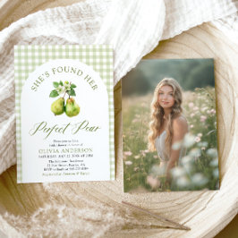 Modern Green Gingham Perfect Pear Vrijgezellenfees Kaart