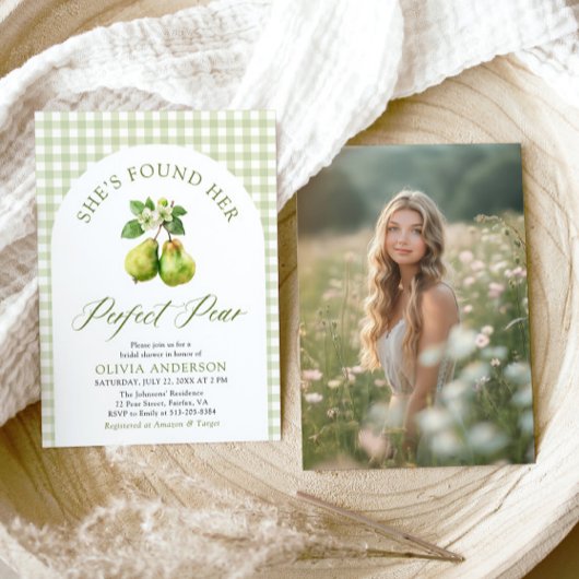 Modern Green Gingham Perfect Pear Vrijgezellenfees Kaart