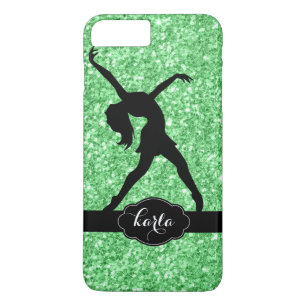 Modern Green Glitter & Black Dancer Silhouette Case-Mate iPhone Case