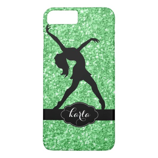 Modern Green Glitter & Black Dancer Silhouette Case-Mate iPhone Case (Achterkant)