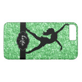 Modern Green Glitter & Black Dancer Silhouette Case-Mate iPhone Case (Achterkant (Horizontaal))