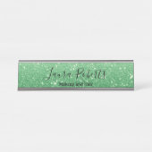 Modern Green Glitter Bureau Naambordje (Voorkant)