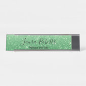 Modern Green Glitter Bureau Naambordje (Voorkant)