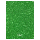 Modern Green Glitter Luxe Monogram Klembord (Achterkant)