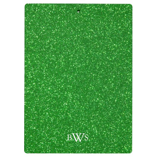 Modern Green Glitter Luxe Monogram Klembord (Achterkant)