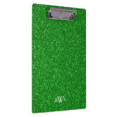 Modern Green Glitter Luxe Monogram Klembord (Rechts)
