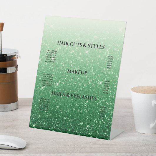 Modern Green Glitter Reclamebord Met Voetstuk (Insitu)
