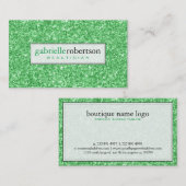 Modern Green Glitter Texture Print Beautician Visitekaartje (Voorkant / Achterkant)