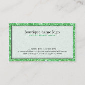 Modern Green Glitter Texture Print Beautician Visitekaartje (Achterkant)