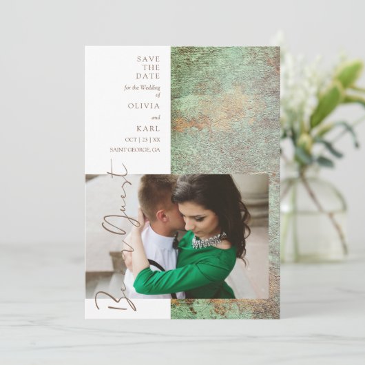 Modern Green Gold Be Our Guest Photo Couple (Staand voorkant)