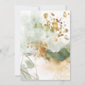 Modern Green Gold Botanical Geometric Wedding Kaart (Achterkant)