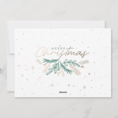 Modern Green Gold Botanical Photo Chistmas Holida Feestdagenkaart (Achterkant)