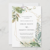 Modern Green Gold Botanical Wedding Kaart (Voorkant)