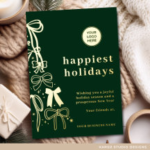 Modern Green Gold Business Christmas Holiday Kaart