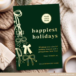 Modern Green Gold Business Christmas Holiday Kaart