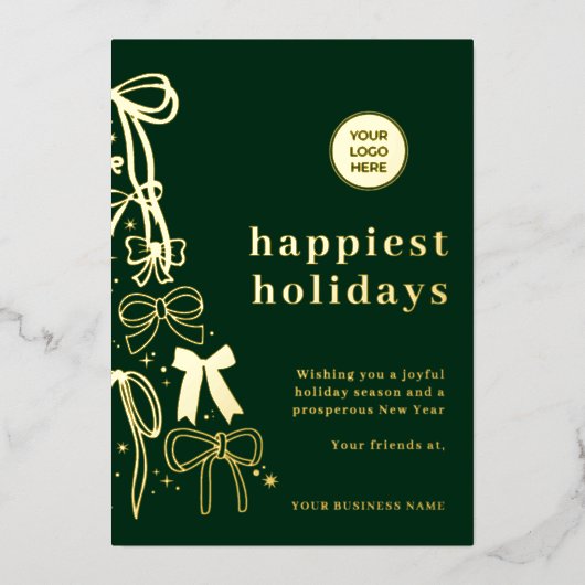 Modern Green Gold Business Christmas Holiday Kaart (Voorkant)