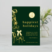 Modern Green Gold Business Christmas Holiday Kaart (Staand Voorkant)