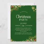 Modern Green & Gold Christmas Party Invitation Kaart (Voorkant)