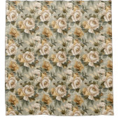 Modern Green Gold Curtain Lux Botanical Accent Douchegordijn (Voorkant)