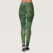 Modern Green Gold Foliage Plant Botanical Design Leggings (Achterkant)